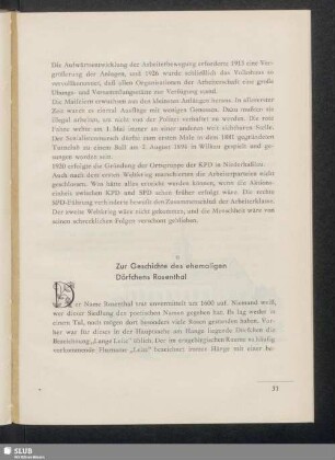 Zur Geschichte des ehemaligen Dörfchens Rosenthal