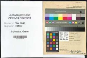 Entnazifizierung Grete Schuette , geb. 17.08.1896 ()
