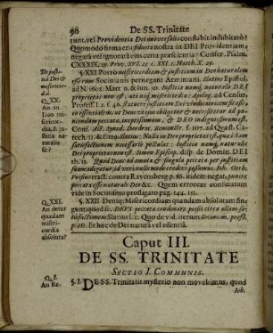 Caput III. De SS. Trinitate.