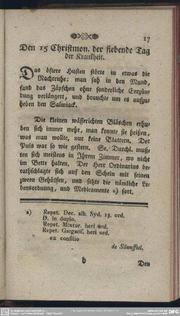 Den 15 Christmon. der siebende Tag der Krankheit