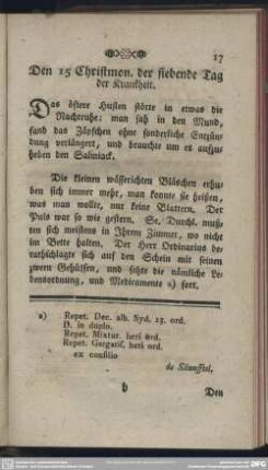 Den 15 Christmon. der siebende Tag der Krankheit