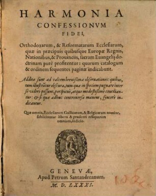 Harmonia Confessionum fidei orthodoxarum et reformatarum Ecclesiarum