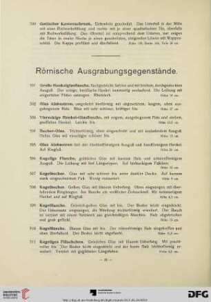 Römische Ausgrabungsgegenstände (Nr. 501-538)