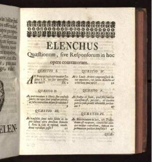 ELENCHUS Quæstionum, sive Responsorum in hoc opere contentorum