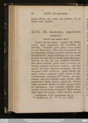 XXVI. De sanctorum angelorum custodia.