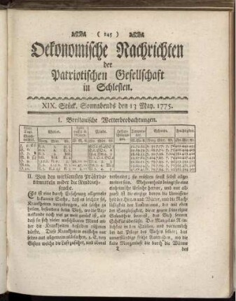 XIX. Stück. Sonnabends den 13 May. 1775.