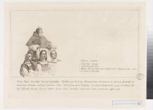 "Julius II mit Guilio Romano, Marcantoni Raimondi und Petrus de Foliantibus" nach Raffael in den vatikanischen Stanzen