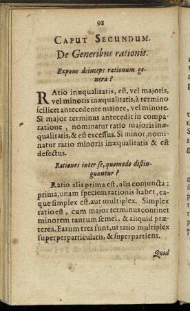 Caput Secundum. De Generibus rationis.