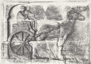 Zweigespann, zewirädriger Karren, Relief von Igelex Säule, 3. Jh.