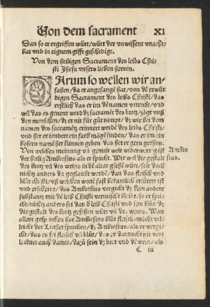 Von dem heiligen Sacrament des leibs Christi Jhesu unsers lieben herren.