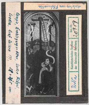 Meister von Flémalle: Triptychon mit Grablegung, linker Flügel. London, Sammlung Graf Seilern