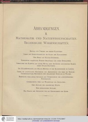Abhandlungen I. Mathematik und Naturwissenschaften. Technische Wissenschaften