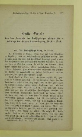 Zweite Periode. Von dem Ausbruche des Dreißigjährigen Krieges bis zu Friedrichs des Großen Thronbesteigung, 1618 - 1740