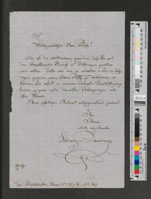 Brief an [Wilhelm] Popp