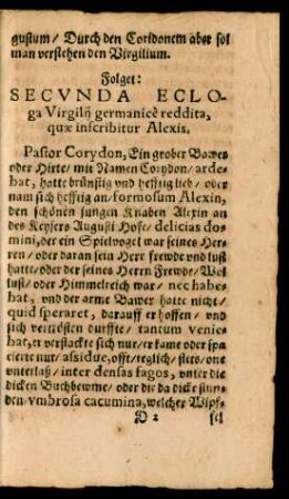 Secunda Ecloga Virgilii germanice reddita, quae inscribitur Alexis.