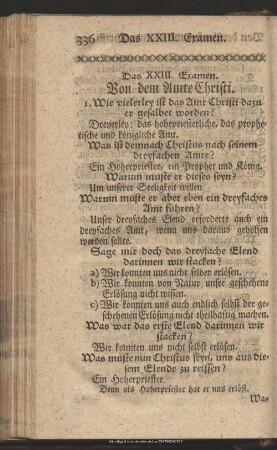 Das XXIII. Examen. Von dem Amte Christi