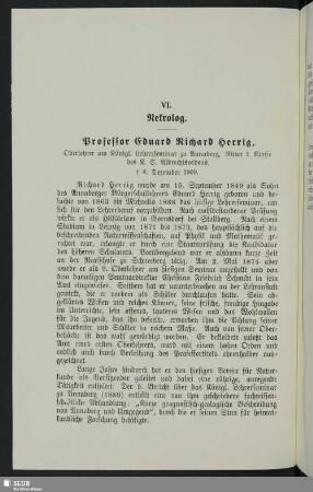 Nekrolog. Professor Eduard Richard Herrig