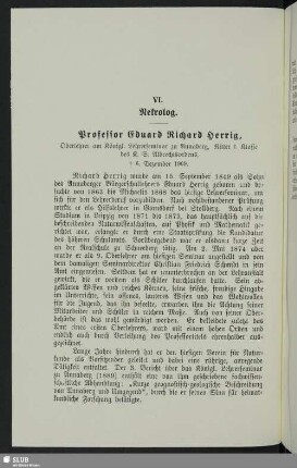 Nekrolog. Professor Eduard Richard Herrig