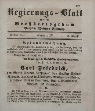 Nr. 13 : 11. August 1841
