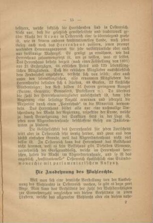 Die Ausdehnung des Wahlrechts.