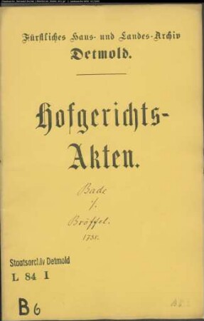 Bade, Franz Hermann gegen Jobst Bröffel in Lage