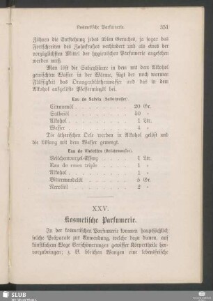 XXV. Kosmetische Parfumerie