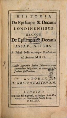 Historia de Episcopis et Decanis Londinensibus
