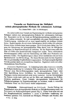 Versuche zur Registrierung der Helligkeit mittels photographischer Methode für unbemannte Aufstiege