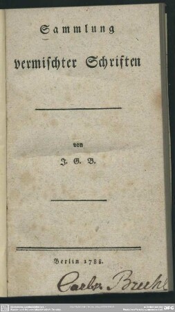 Sammlung vermischter Schriften