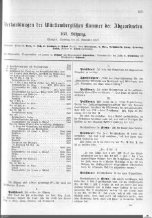 163. Sitzung, Stuttgart, 27.11.1897
