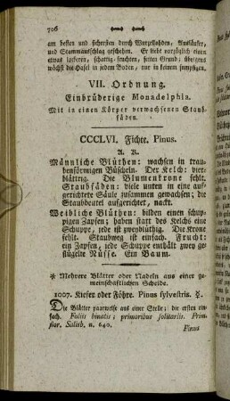 VII. Ordnung. Einbrüderige Monadelphia. Mit in einen Körper verwachsenen Staubfäden