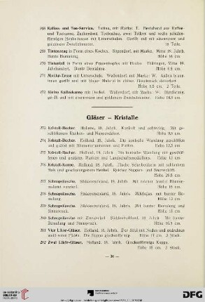 Gläser – Kristalle (Nr. 273-287)