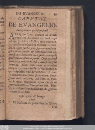 Caput IX. De Evangelio.
