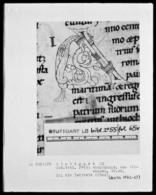 Lectionarium matutinale — Initialen A (nno), Folio 65verso