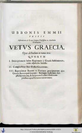 Ubbo Emmius: Vetus Graecia.