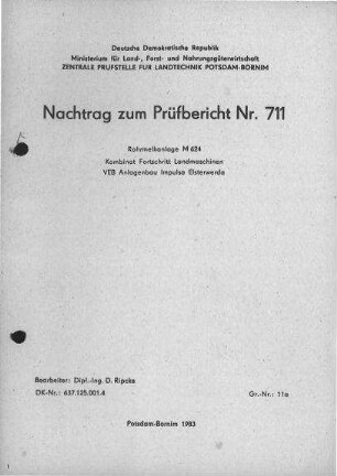 Rohrmelkanlage M 624
