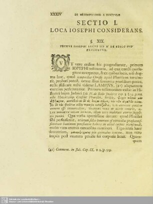 Sectio I. Loca Iosephi Considerans