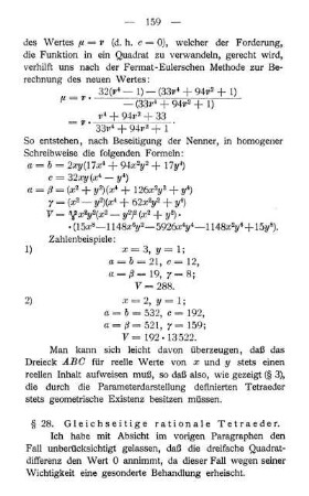 § 28. Gleichseitige rationale Tetraeder