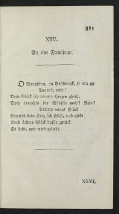 XXV. An eine Freundinn