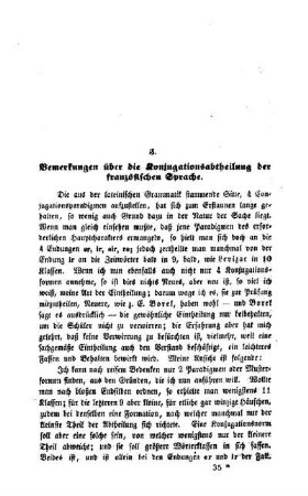 Bemerkungen über die Konjugationsabtheilung der französischen Sprache
