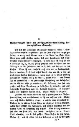 Bemerkungen über die Konjugationsabtheilung der französischen Sprache