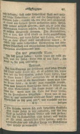 Ein und zwanzigste Klage. Ich soll gesagt haben : Unser Vater sey recht gebetet, und der Zusatz: ...