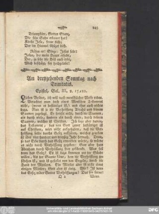 Am dreyzehenden Sonntag nach Trinitatis. Epistel, Gal. III. v. 15 - 22.