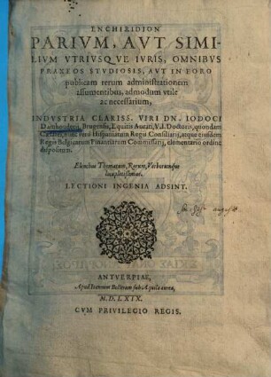 Enchiridion parium, auf similium utriusque iuris