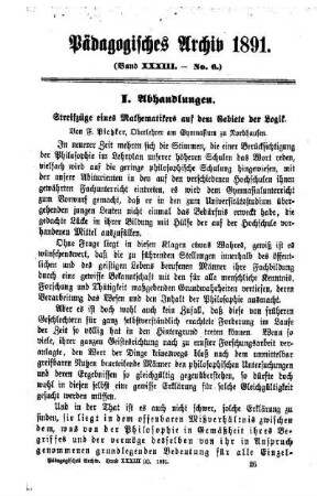 Streifzüge eines Mathematikers auf dem Gebiete der Logik
