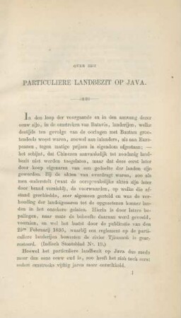 Over het particuliere landbezit op Java