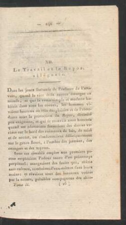 XII. Le Travail et le Repos, allégorie.