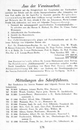 Mitteilungen des Schriftführers.