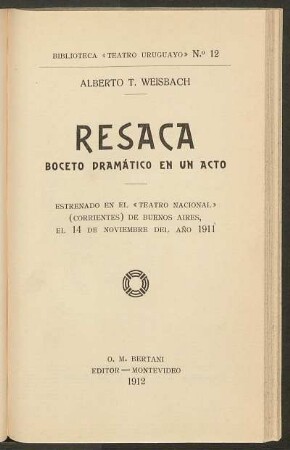 1912001200: Resaca : boceto dramático en un acto