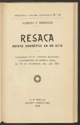 1912001200: Resaca : boceto dramático en un acto